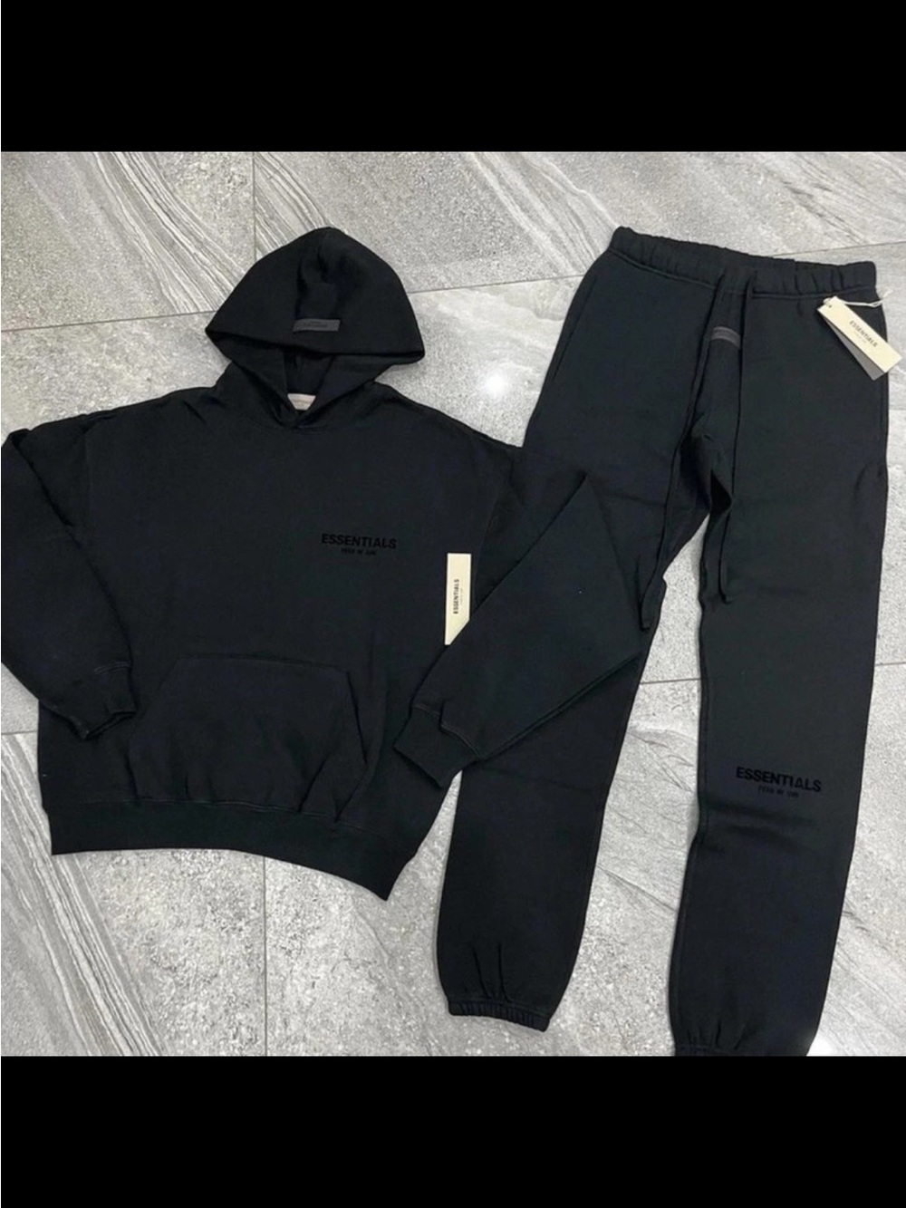 New Essentials Black Hoodie & Jogger Set